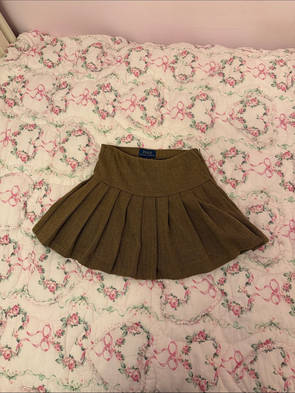 Polo by Ralph Lauren girl’s Herringbone Pleated Mini Skirt size 5